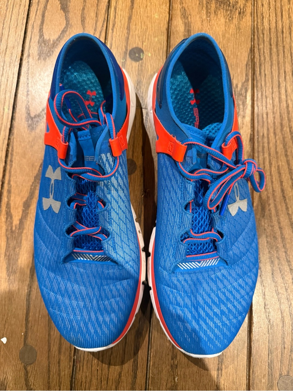Under Armour Speedform Blue Athletic Sneakers with Orange Accents